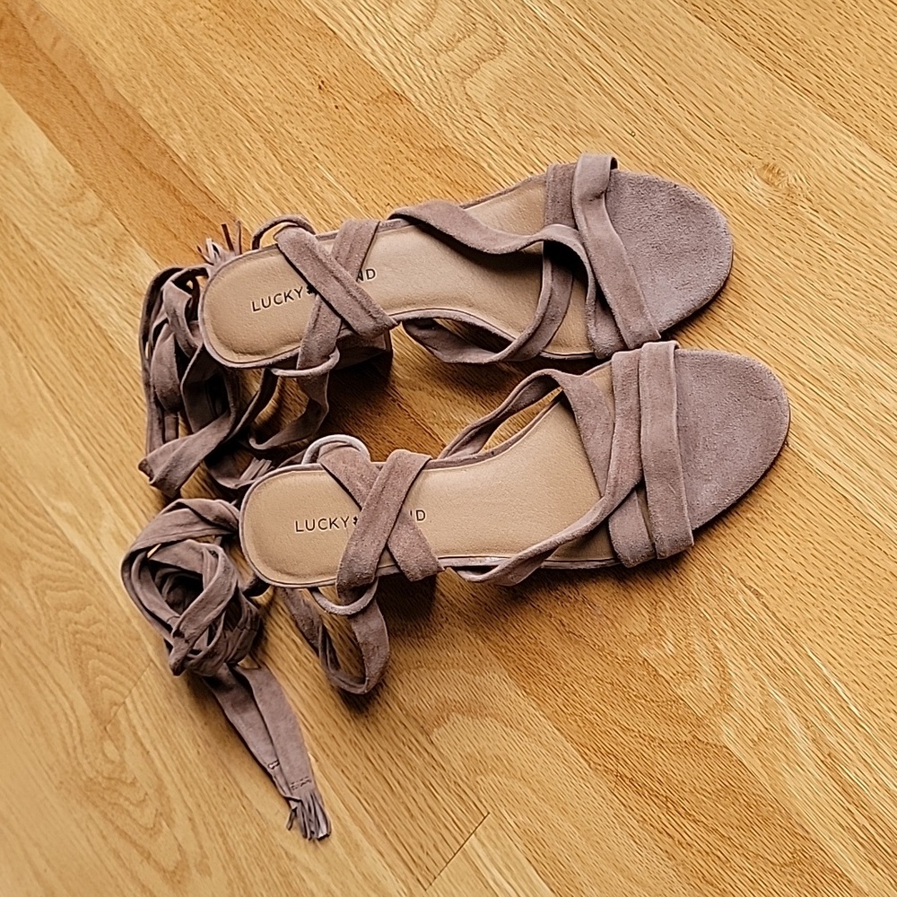 Lucky Brand Leather Ankle Wrap Sandals